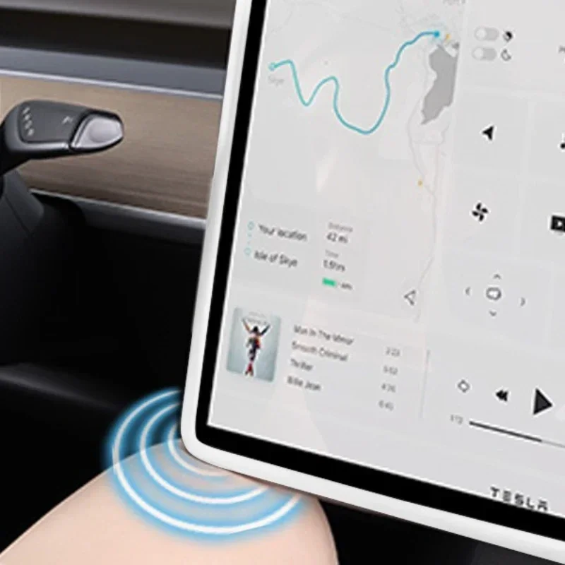 Für Tesla Model 3/Y/YL Silikon-Schutzrahmen Kantenabdeckung Zentraler Kontrollbildschirm Navigationsdisplay-Schutzfolie Auto-Zubehör – Detail 4