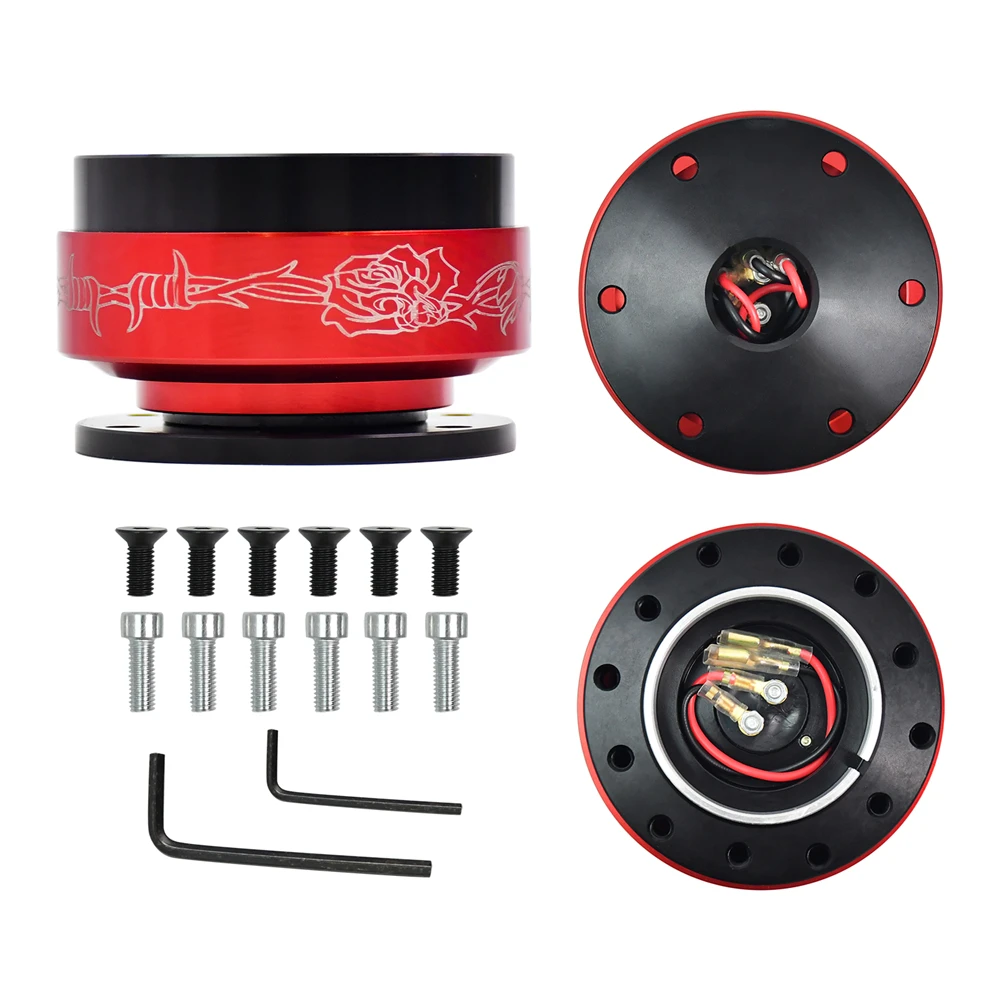 

Universal Car Tuning Steering Wheel Snap Off Quick Release Hub Adapter Boss Kit For 6-Hole Steering Wheel