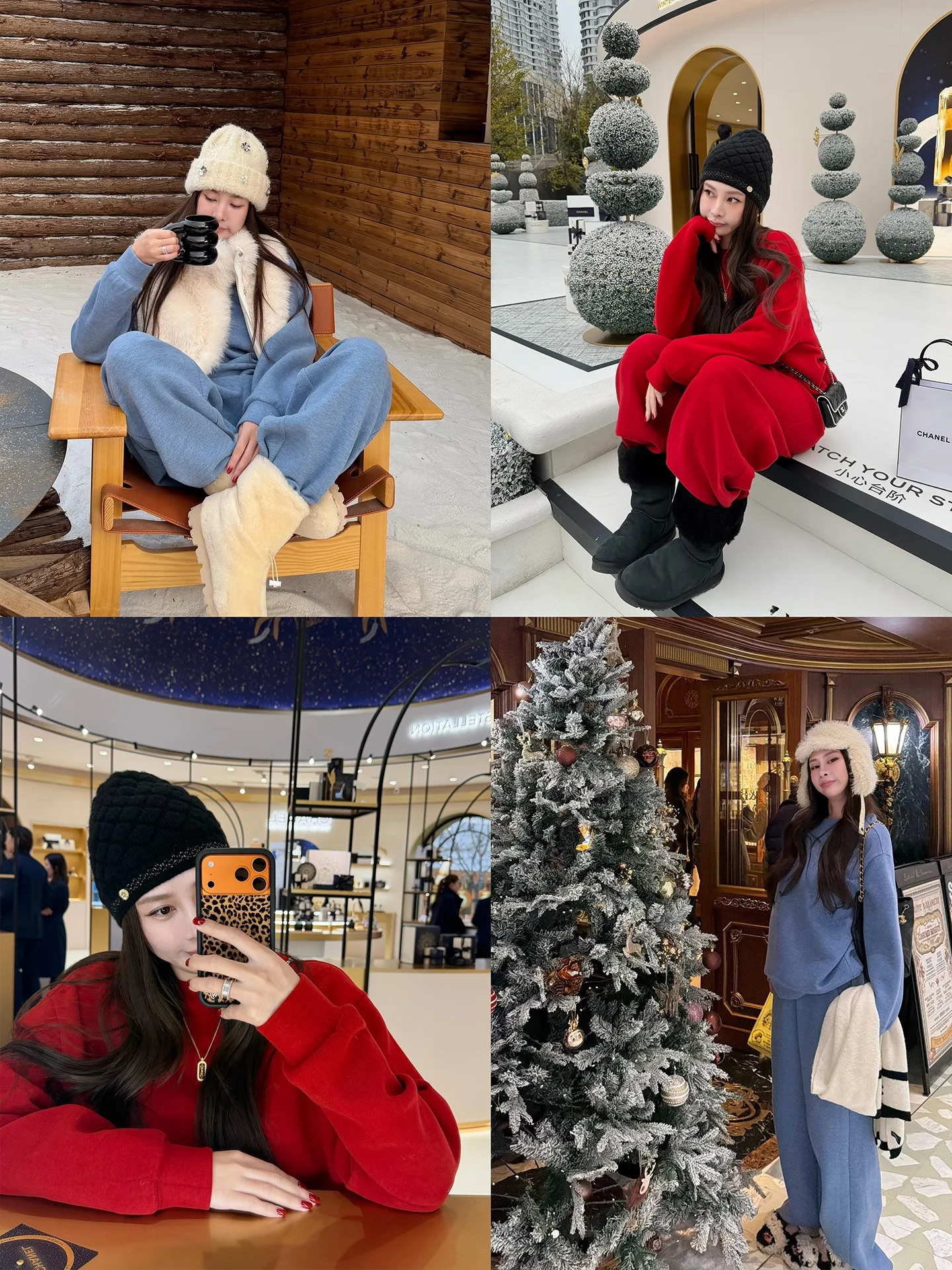 

Thiened Fce Women's Sweatirt Set Casual Spor High-Waisted Long Pants Warm Winter Outfit Red Color Blo Hoodie Joggers