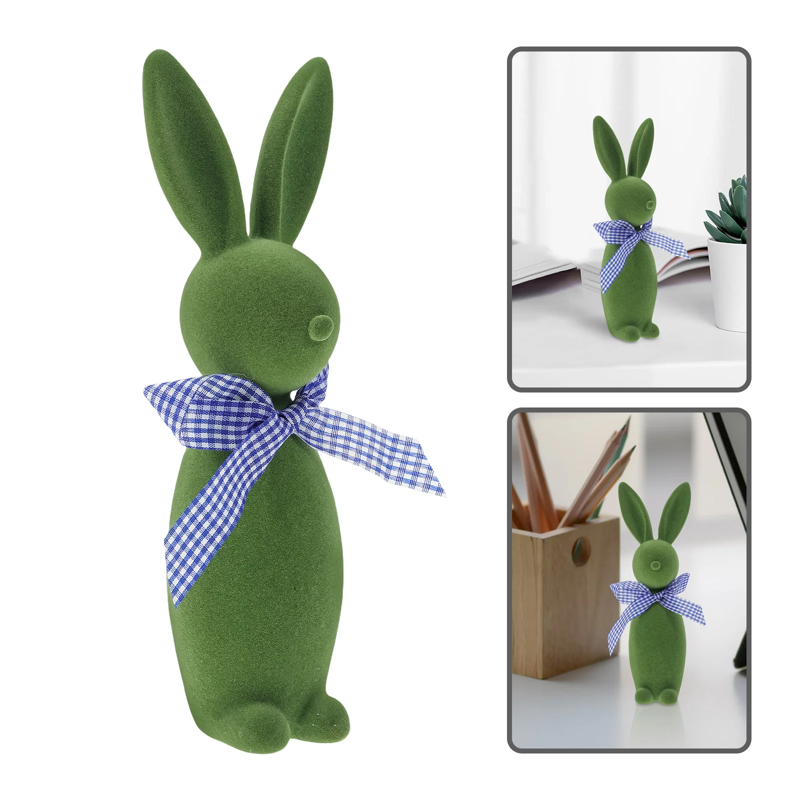 

Easter Flocked Bunny Decoration Cute Lifelike naments for Garden Courtyard Easter Day Home Office Decor