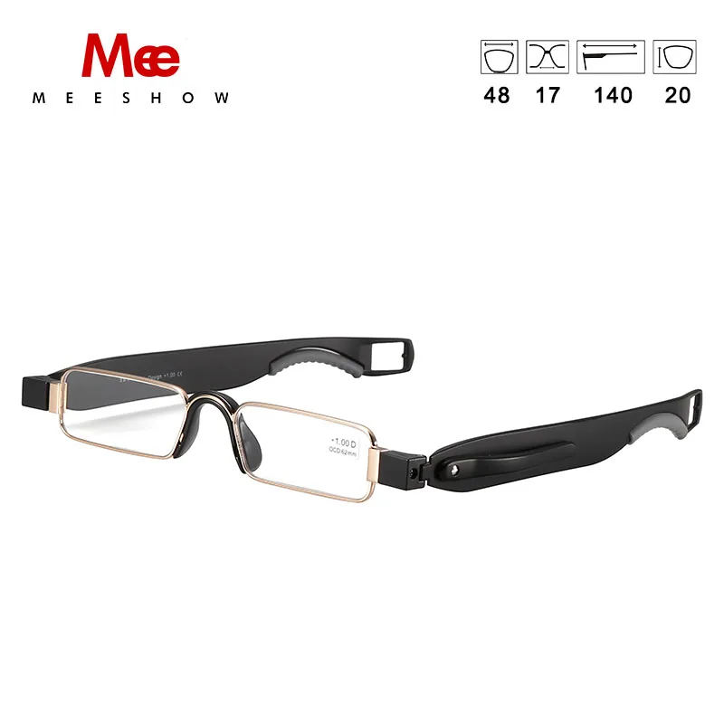 Folding Reading Glasses TR90 Resin Lens Men Women Stainless Steel Reading Eyewear 360 Flex +1.0 +3.5 Case Included 6112