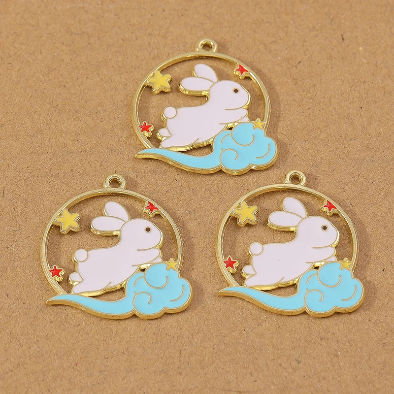 10 stücke niedlichen Emaille Tier Hase Kaninchen Charms Anhänger für Schmuck Herstellung Ohrringe Armband Halskette DIY Zubehör liefert – Detail 3