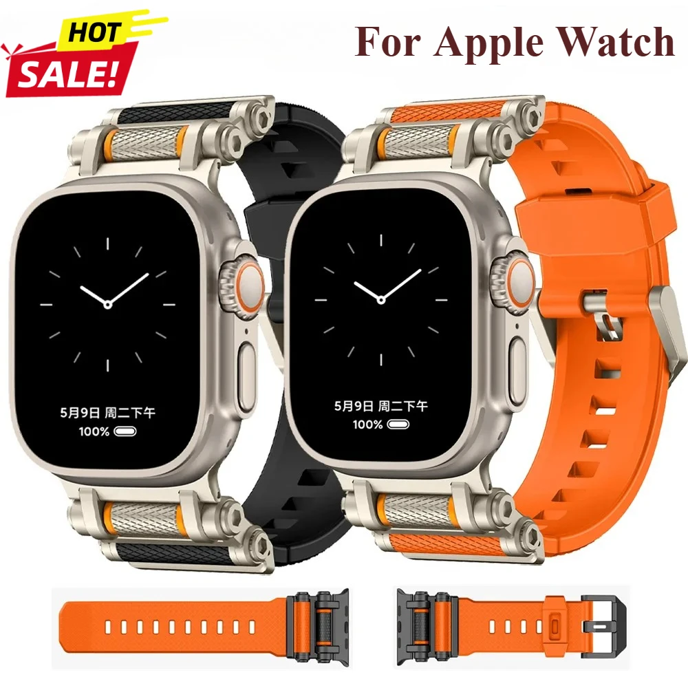 

Резиновый ремешок для Apple Watch 11/10 46 мм Ultra3 2 49 мм 45 мм 44 мм Спортивный ремешок для iWatch Series 9 8 7 6 5 Аксессуары для браслетов