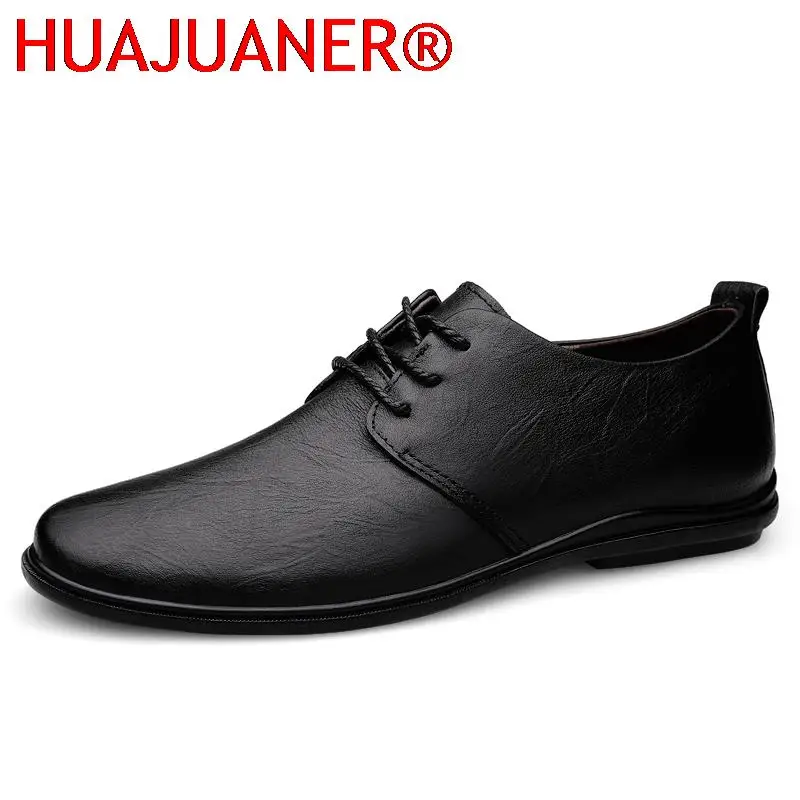 

High Quality Genuine Leather Shoes Men Flats Fashion Soft Men's Casual Footwear Brand Male Comfortable Lace Up Luxury Oxford Man