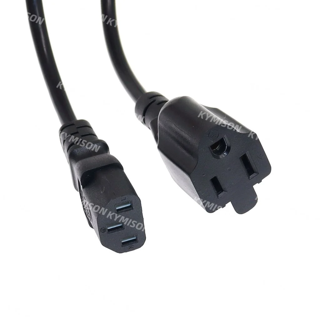 IEC 320 C14 to US Nema 1-15R/5-15R C13 Power Y Type Splitter Adapter Cable C14 to Dual Outlet Short Cord 2.5A 10A