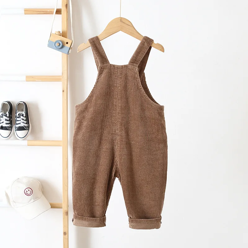 MILANCEL Baby Overalls Corduroy Jumpsuits Front Pocket Boys Pants 0-3 Y Kids Clothes