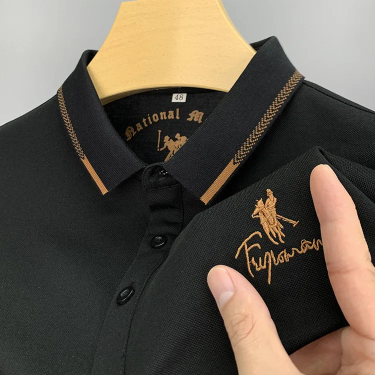 Short Sleeved Men's Polo Shirt Embroidered with Paul Loose Men's Collar, Original Foreign Trade Order, Middle-aged Half Sleeved