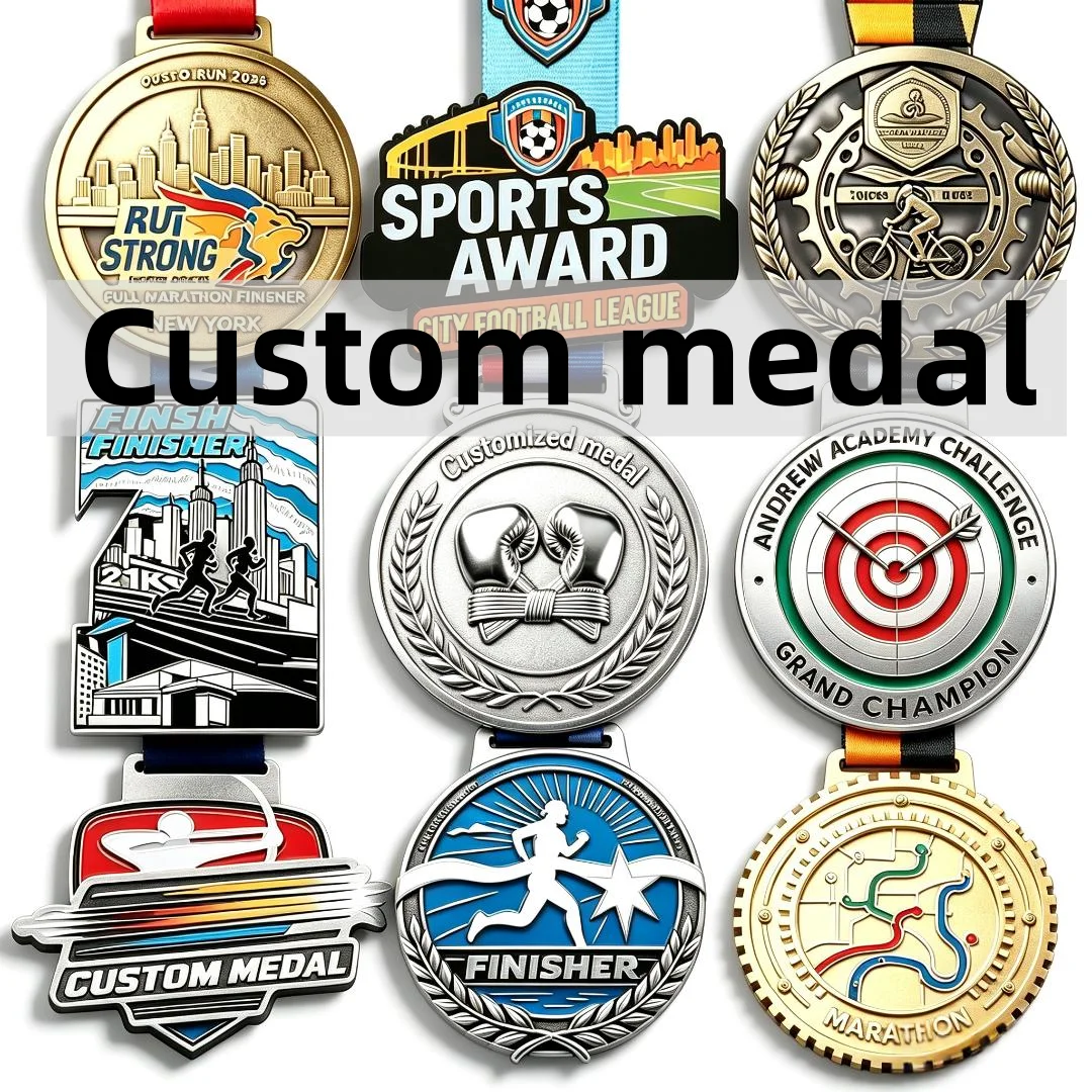 Custom Medallions, High Quality Personalized Medals, Engraved Gold Silver Medallions for Marathon Basketball Soccer Boxing