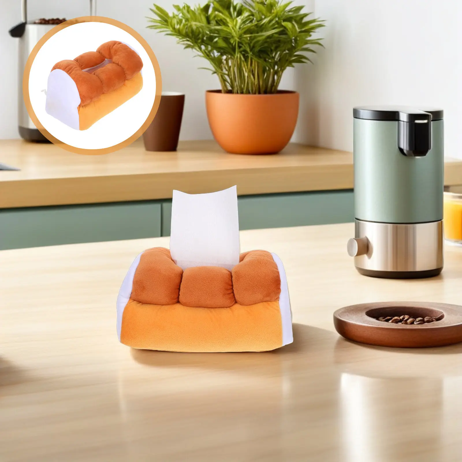 

Simulation Toast Tissue Box Soft PP Cotton Filled Napkin Holder Cute Design for Living Room Kitchen Bathroom Car Home Decor