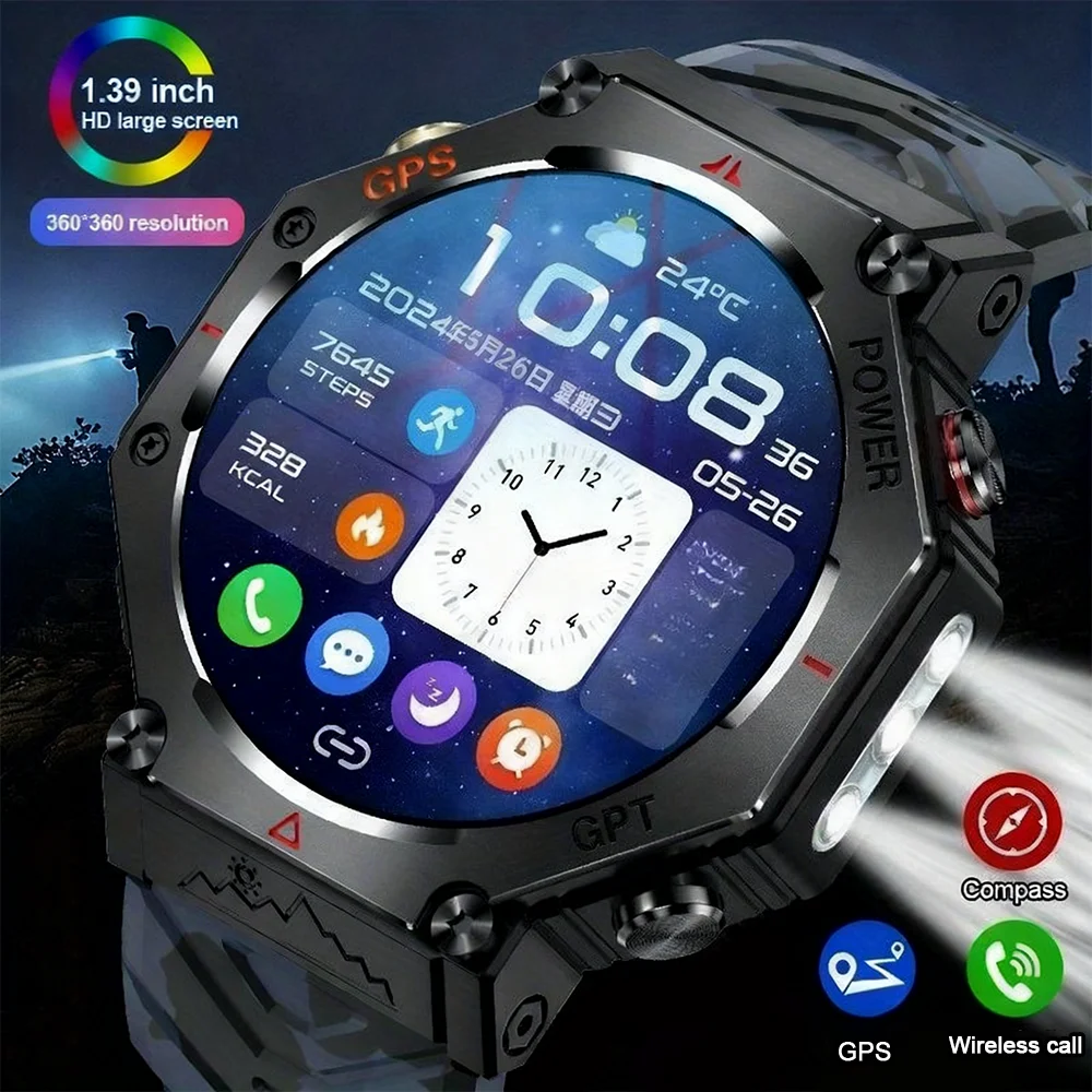 

New GPS Real AMOLED Smart Watch Men 450 mAh Battery Fitness Tracker IP68 Waterproof Bluetooth Call Smartwatch For Huawei Xiaomi
