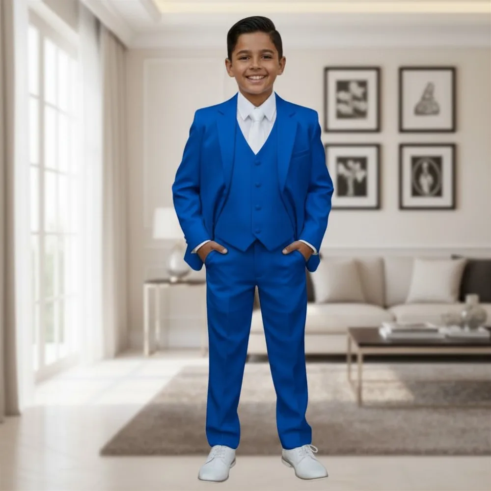 3 Pieces Kids Wedding Suit Gentleman Formal Outfit Child Groom Tuxedo Set Including Blazer Performance Boy Photograph Banquet