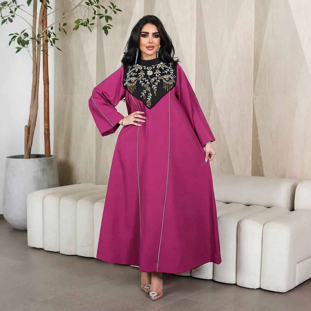 

Eid Djellaba Dubai Satin Abayas for Women Muslim Long Dress Caftan Marocain Musulmane Femme Robe Kaftan Islam Jalabiya Vestidos