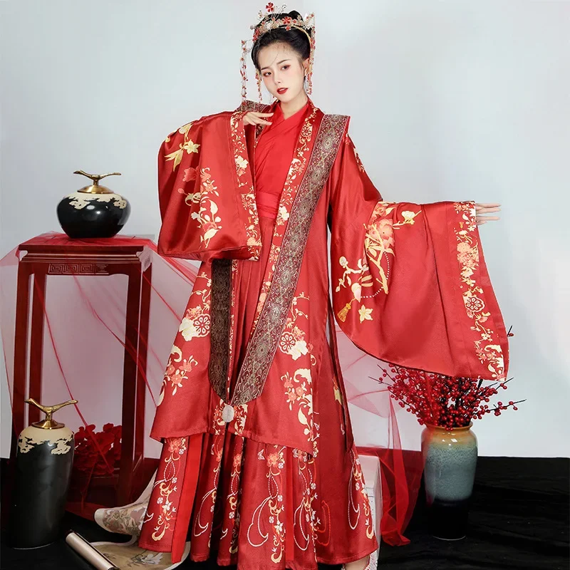 Oude Kostuum Hanfu Vrouwen Trouwjurk Fengguan Xia Pi Volledige Set Van Taille-Lengte Rok Chinese Stijl Lente En Zomer