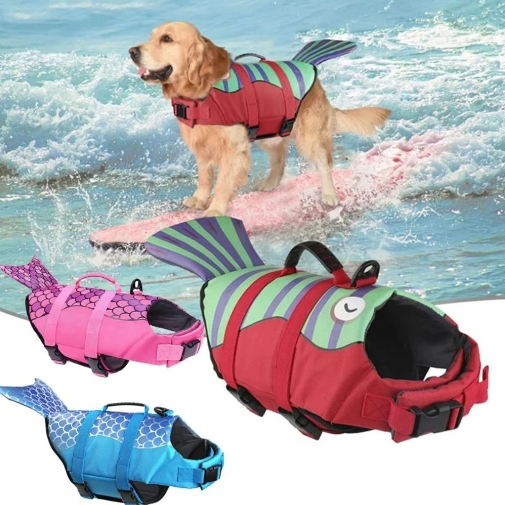 Chaleco Salvavidas para Perros, Flotabilidad Mejorada, Ropa de Natación para Perros Pequeños, Chaleco de Seguridad con Asa para Perros Medianos y Grandes, Disfraz de Surf