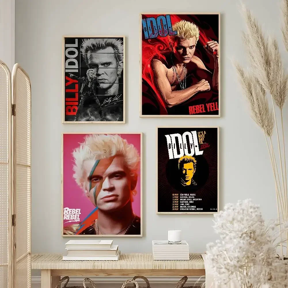 Punk Singer Billy Idol Posters Premium Self-Adhesive No Residue Wall Sticker for Home Office Bar Decor