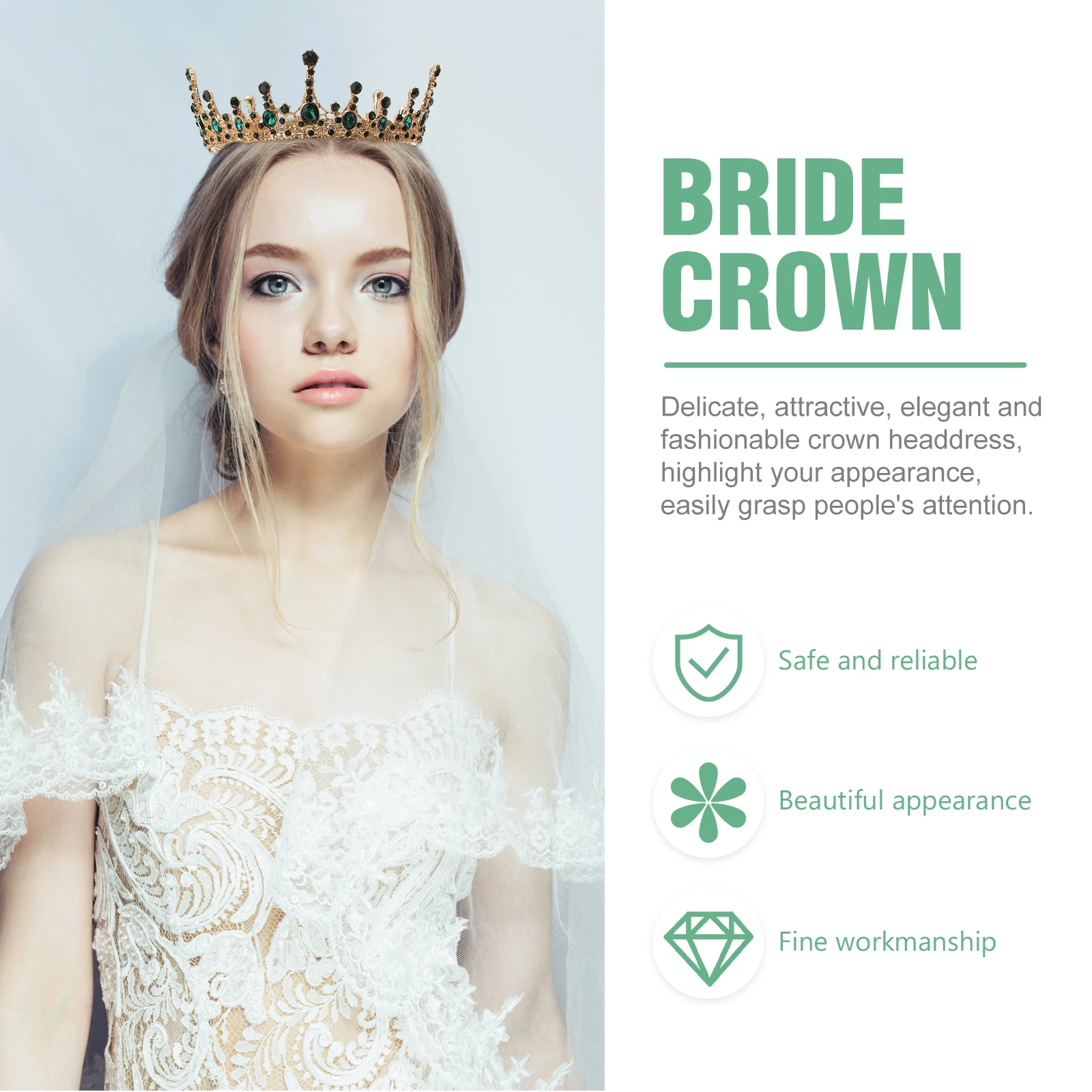 

Bridal Crown Hair Accessory Rhinestone Headb Girls Wedding Party Prom Accessories Elegant Fashionable Durability
