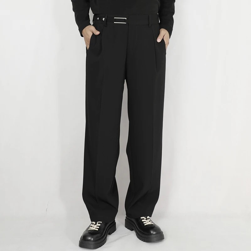 NDNBF Seasonal drape casual suit pants, men\'s straight leg pants, black wide leg loose pants, non ironing suit pants