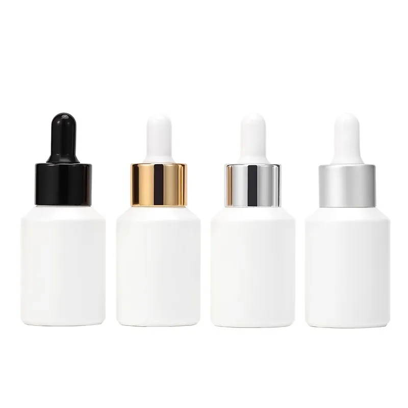 10/25pcs 30ml Empty Dropper Bottles White Glass Essential Oil Bottle With Pipette Attar oil Bottle Refillable Bottle