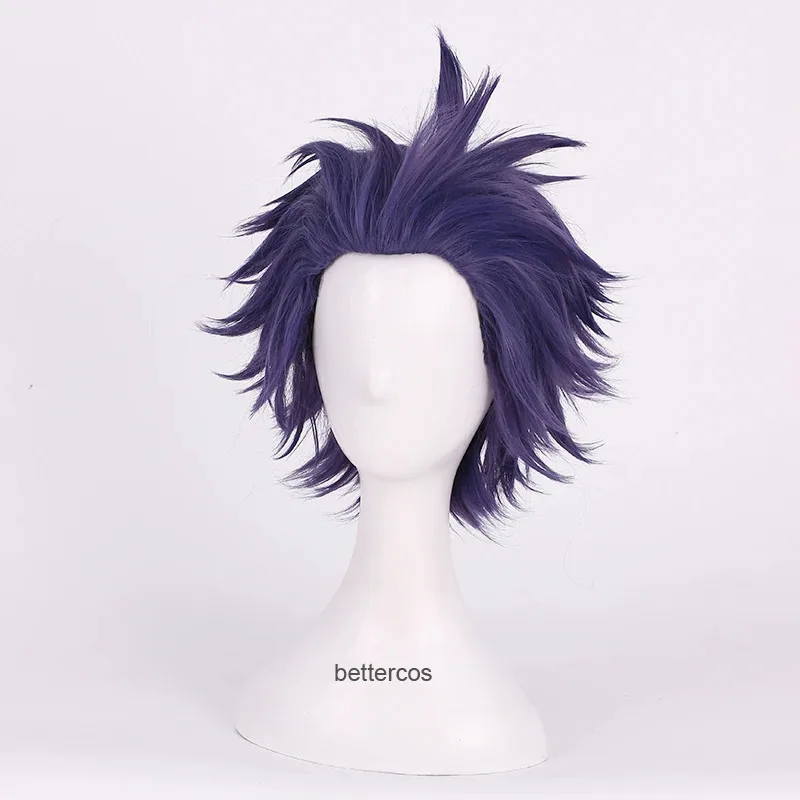 NewHitoshi Shinso Cosplay Wigs Short Dark Purple Heat Resistant Synthetic Hair + Wig Cap2025