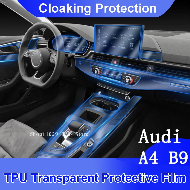 

For Audi A4 B9 2020 2021 Car Interior Center console Transparent TPU Protective film Anti-scratch Repair Sticker Accessories