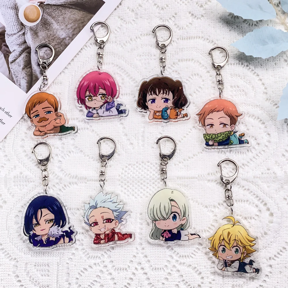 1/8PCS Anime Characters The Seven Deadly Sins Acrylic Keychain Accessories​ Keyrings Friends Gifts Bag Charms​ Backpack Pendant