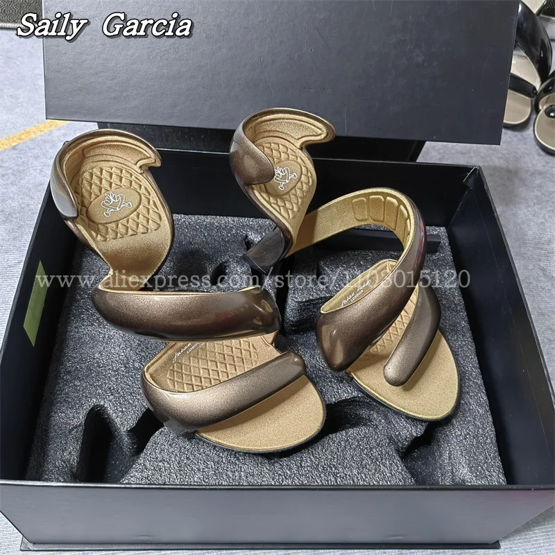 Mixed Color Open Toe Party Strange Heel Sandals 2025 New Fashion All-Match Party Luxury Shoes Snake Twine Sexy Women Casual Shoe