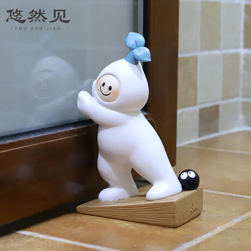 Creative home decor resin door stopper, cartoon door pusher, unique and novel study desk bookend