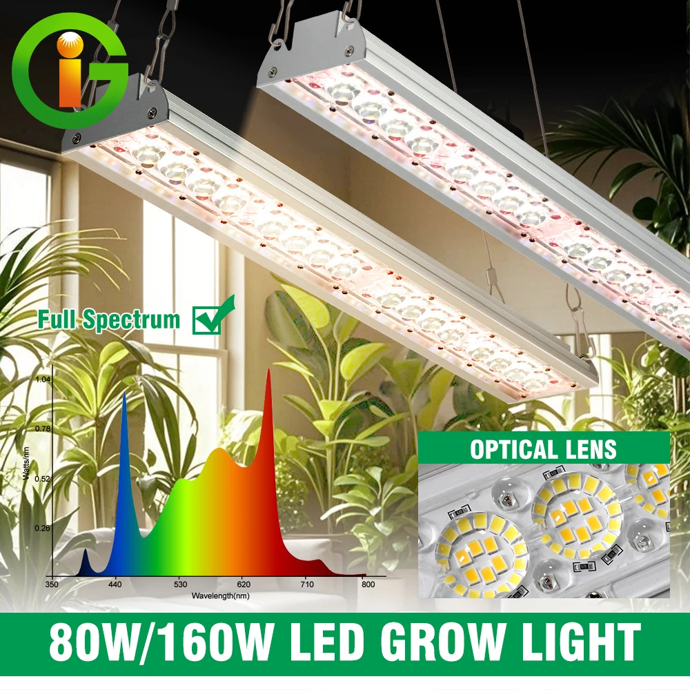 Barre LED per Coltivazione 60W 80W SMD2835 a Spettro Completo con Lente Ottica, Alta Luminosità e Elevato Indice di Resa Cromatica