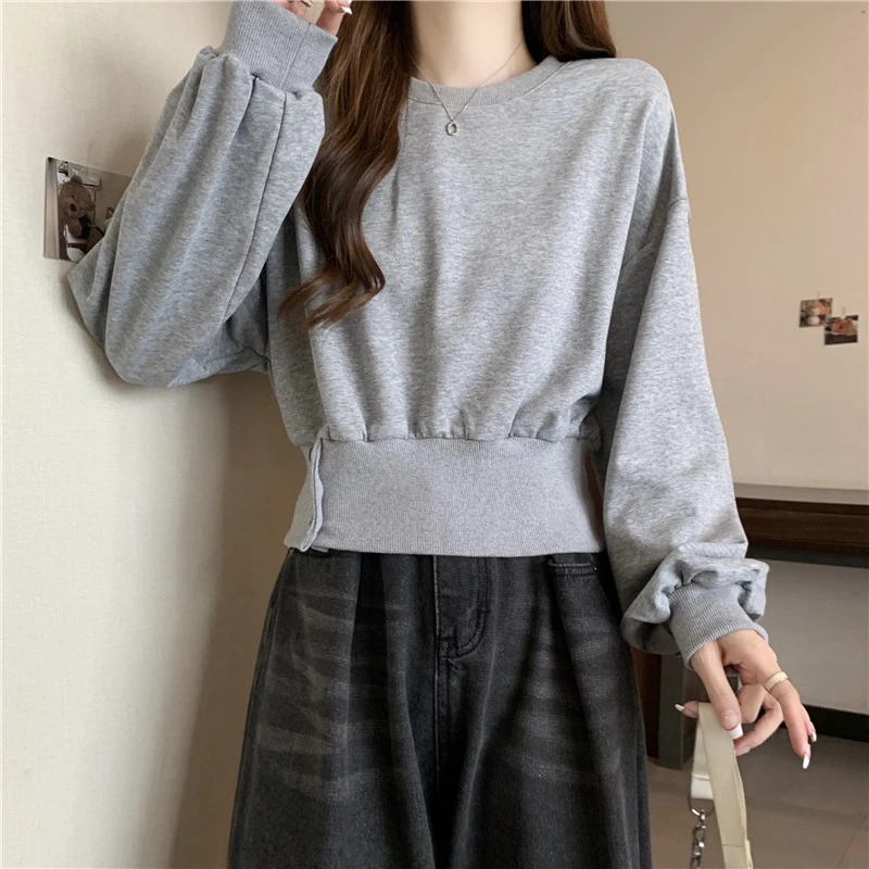 ITOOLIN 秋スリムフィットルーズ長袖トップデザインセクシーカジュアルストリートウェアスリムフィットラウンドネックスウェットシャツ