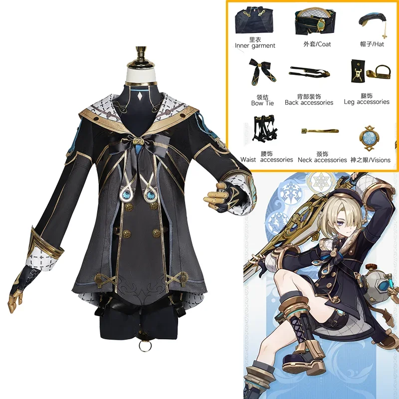 

Disfraz de Anime Genshin Impact Freminet, traje con sombrero, uniforme de carnaval, ropa de fiesta de Halloween