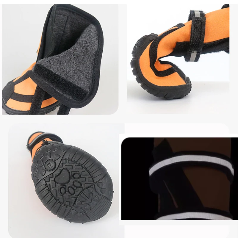 4pcs/set Waterproof Anti-slip Dog Shoes For Large Dogs Winter Shoe For Dog Husky Shoes Dog Paw Protectors Warm Dog Boots Red