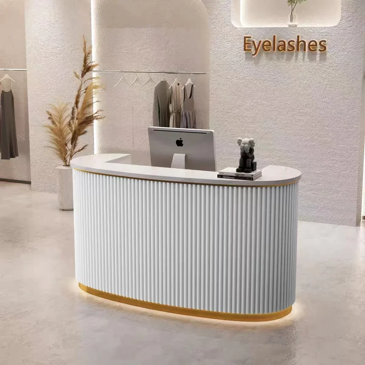 Reception Desk Beauty Salon L Corner Curved Salon Furniture Small Reception Desk Reception Counter Front Desk 160cm