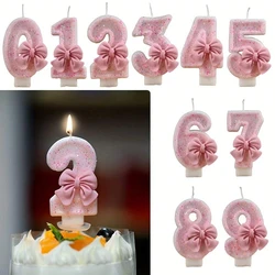 1pc Pink Bow Sequins 0-9 Numbers Birthday Candles Small Gift Birthday Candles Be Combined Numbers Any AgeCreative Candles