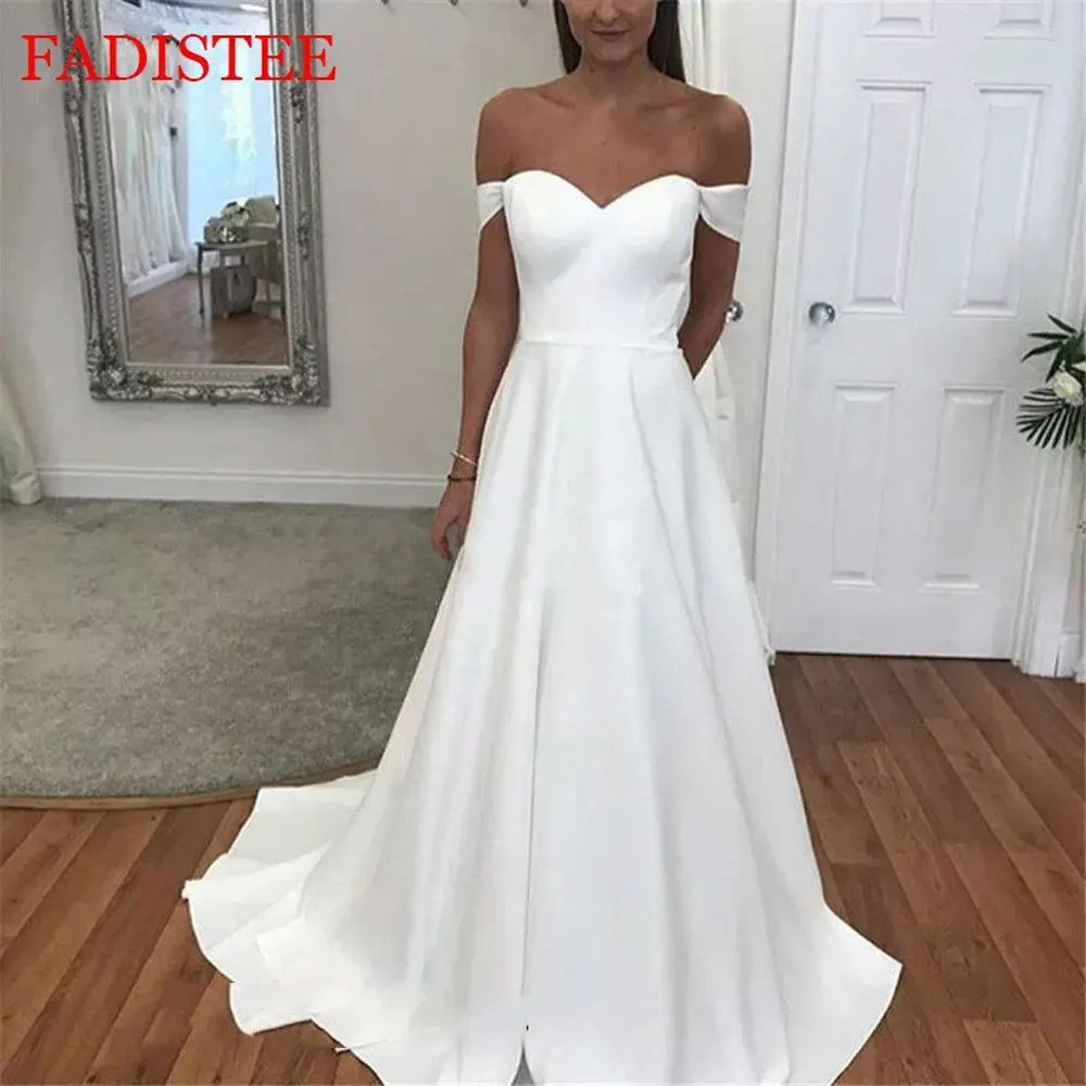 Boho Beach Bride To Be Elegancka suknia ślubna Sweetheart Satin Long Bride Gown Autumn Vestido De Novia Lace-up Back Customized