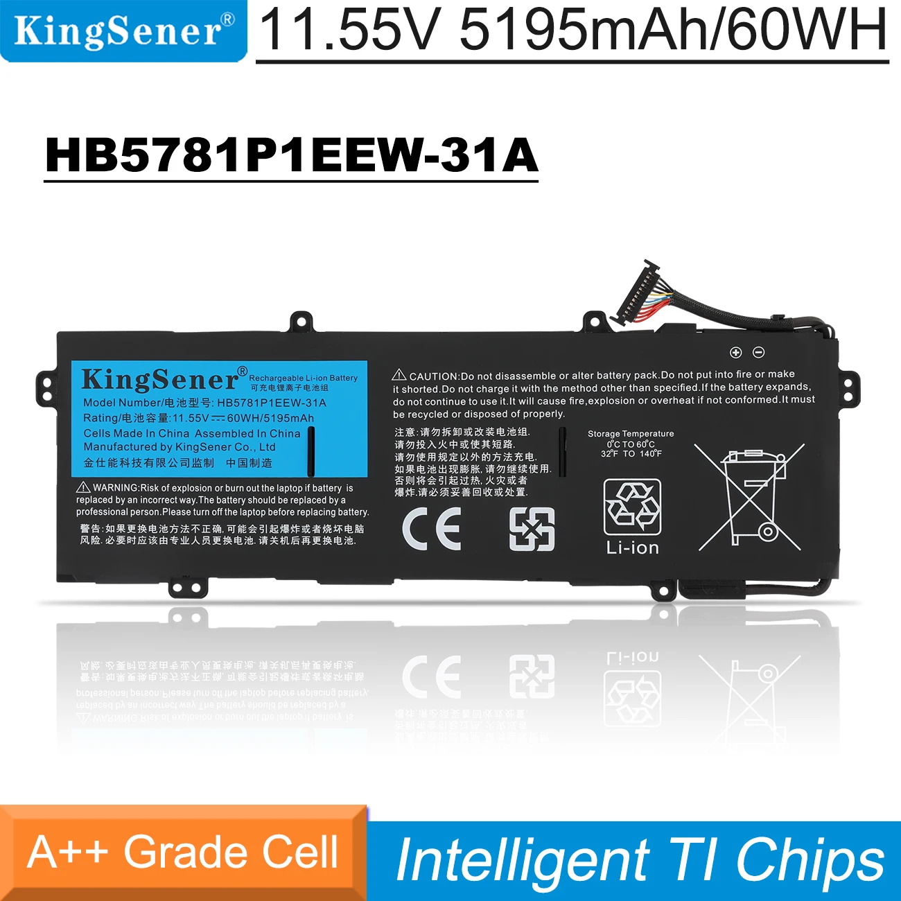 KingSener HB5781P1EEW-31A Laptop Battery For MateBook 14s 2021 HKD-W76 HKD-W56 HB5781P1EEW-31C 11.55V 5195mAh 60WH