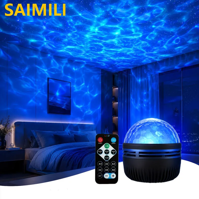 7 Color Remote Control LED Galaxy Projector Light Night Light with Remote Activated Rhythm USB Bedside Lamp for Wedding Party
