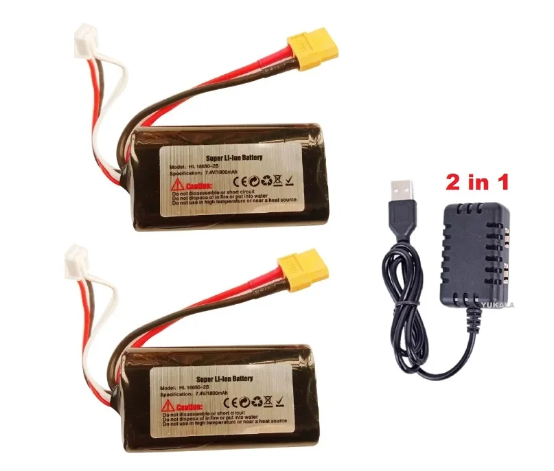 XT60ปลั๊ก2S 7.2V 1800mAh แบตเตอรี่ Li-Ion/USB สำหรับ Henglong 3818 3819 3838 3839 3869 3888 3889 3918 3938 3939 1/16อะไหล่ถัง R /c