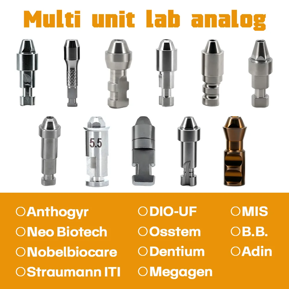Dental Multi Unit Lab Analog Compatible Osstem Straumann Nobel Megagen Titanium Model Replica 10Pcs Prosthetic Tools Supplies
