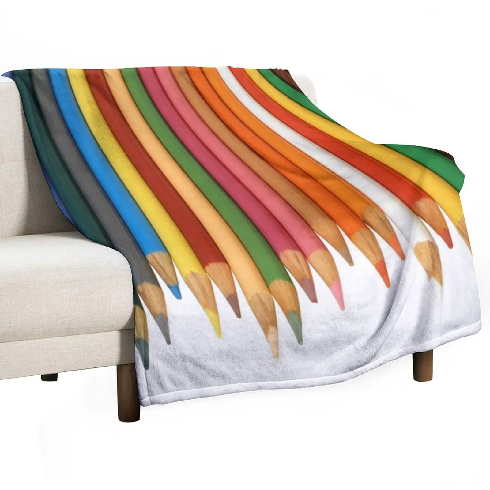 Coloured Pencils Isolated On White Throw Blanket Travel Extra Large Throw Soft Plaid Sofa Throw Baby Luxury St Blankets