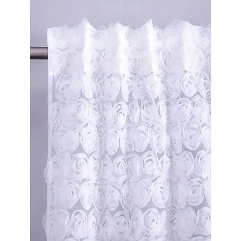 Multi-Color Rose Lace Curtain Vintage Floral Sheer Curtain Rod Pocket Light Filtering Curtain for Living Room Bedroom Home Decor