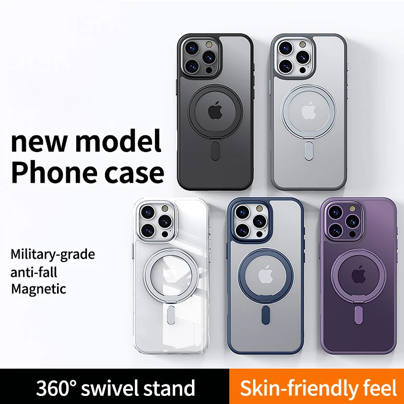 KEYSION Matte Shockproof 360 ° Rotating Magnetic Ring Stand Case for iPhone 16 Pro Max Phone Back Cover for 16 Pro MagSafe Case