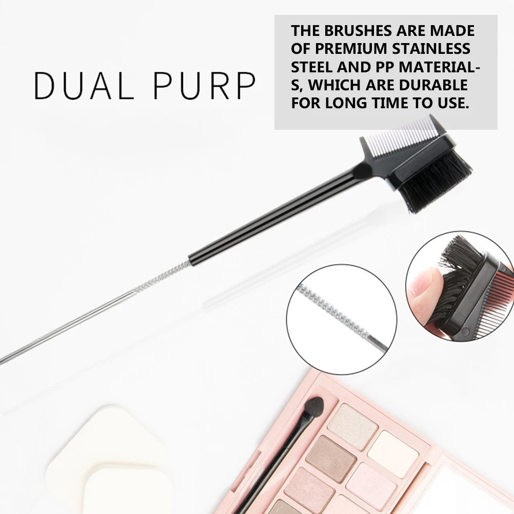 

2Pcs Black Eyebrow Eyelash Brushes Dual Function Cosmetic Tool for Makeup Lovers