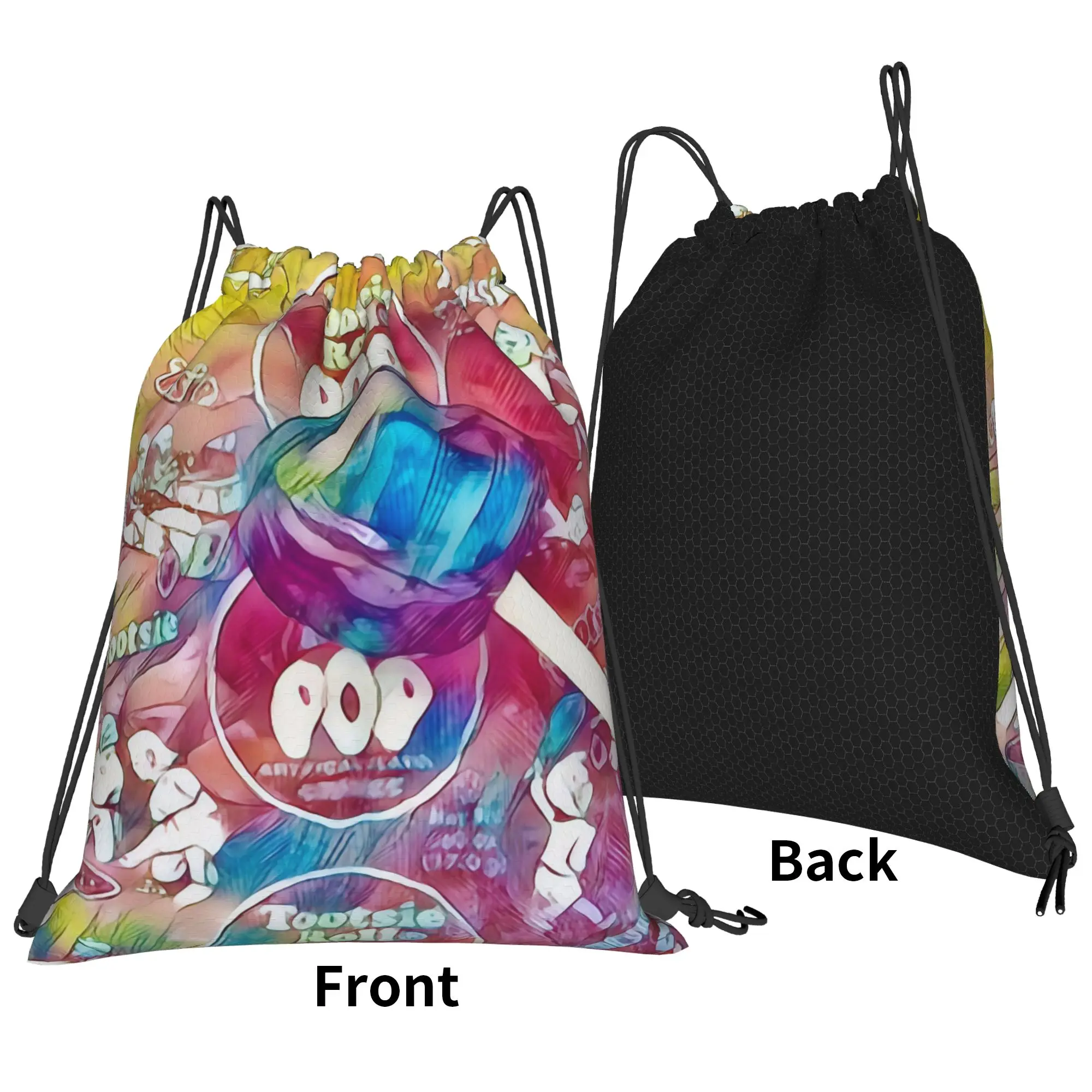 tTootsie Pops Psychedelic Watercolor Portable Hiking Riding Gym Drawstring Storage Sporty Backpacks