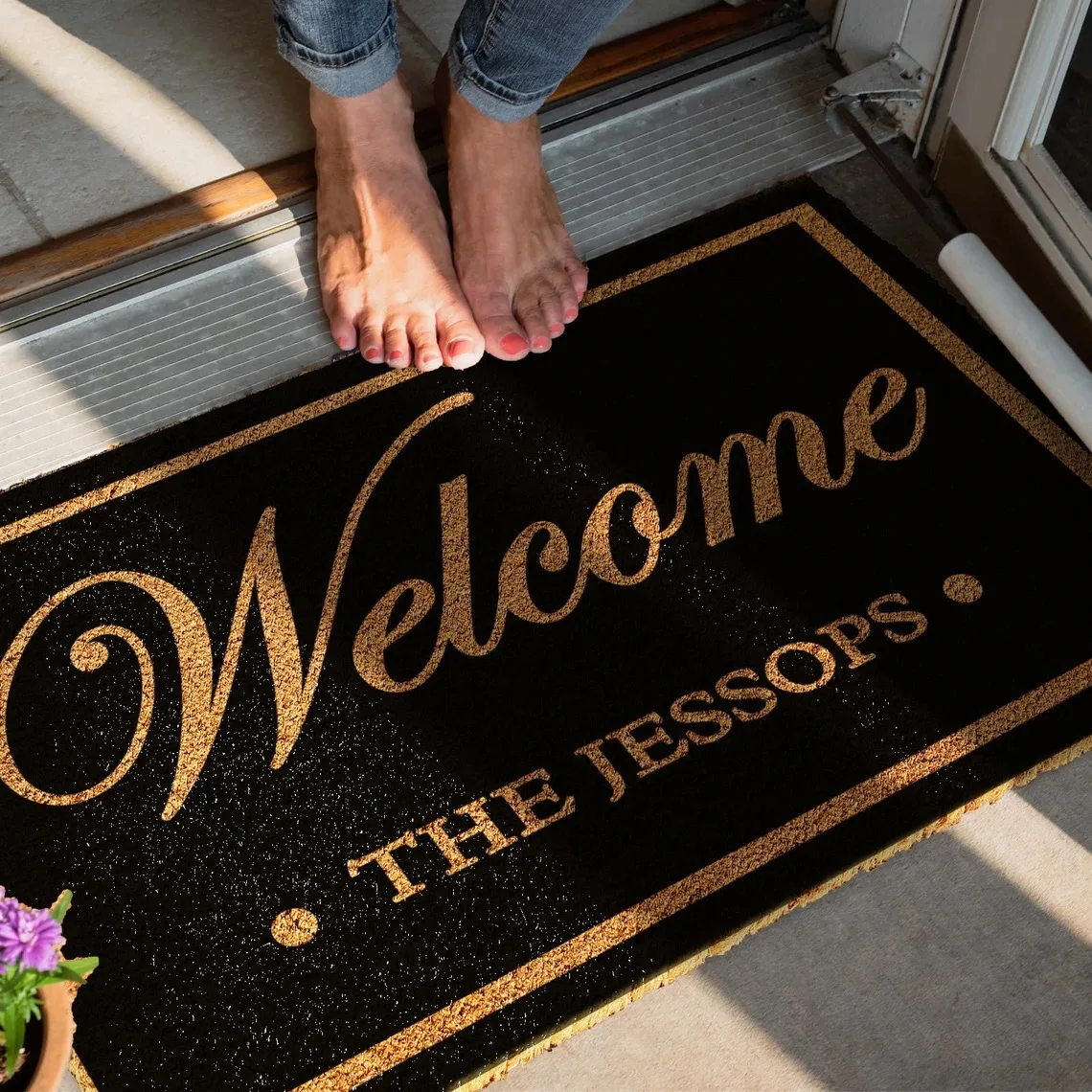 VIKAMA Minimalist Letters Welcome Carpets, Absorbent And Non Slip Soft Floor Mats, Entrance Indoor Home Decoration