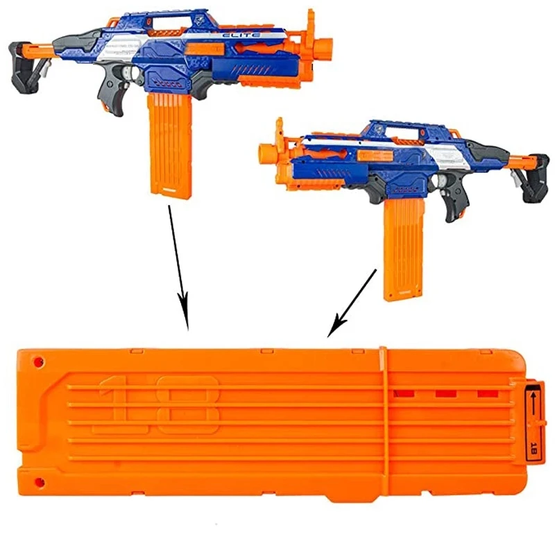 2 Pack 18-Dart Quick Reload Clip Orange With 40pcs Dart Refill Soft Bullets For Nerf Toy Guns N-Strike Elite Series