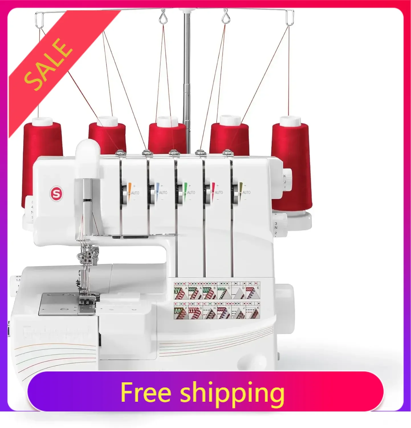 

ГОРЯЧАЯ СКИДКА! Профессиональный оверлок HOT Steep Discount 5 14T968DC с металлическим каркасом для тяжелых материалов и комплектом аксессуаров, с возможностью строчки 2-3-4-5 нитей.