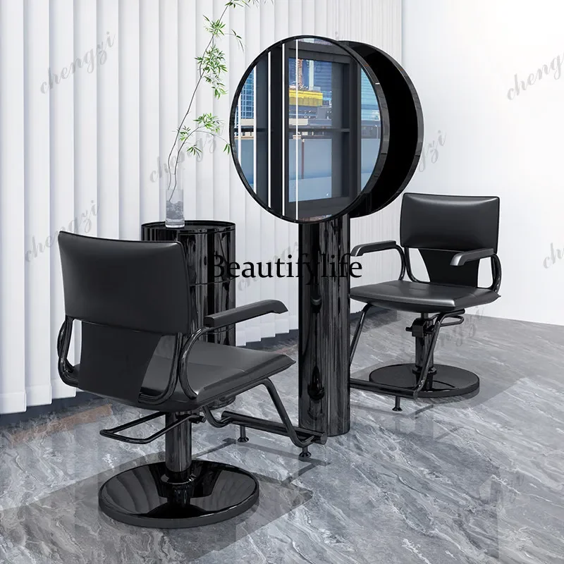 E153 stainless steel frame single and double-sided hair salon perm and dyeing mirror barber shop hair cutting mirror