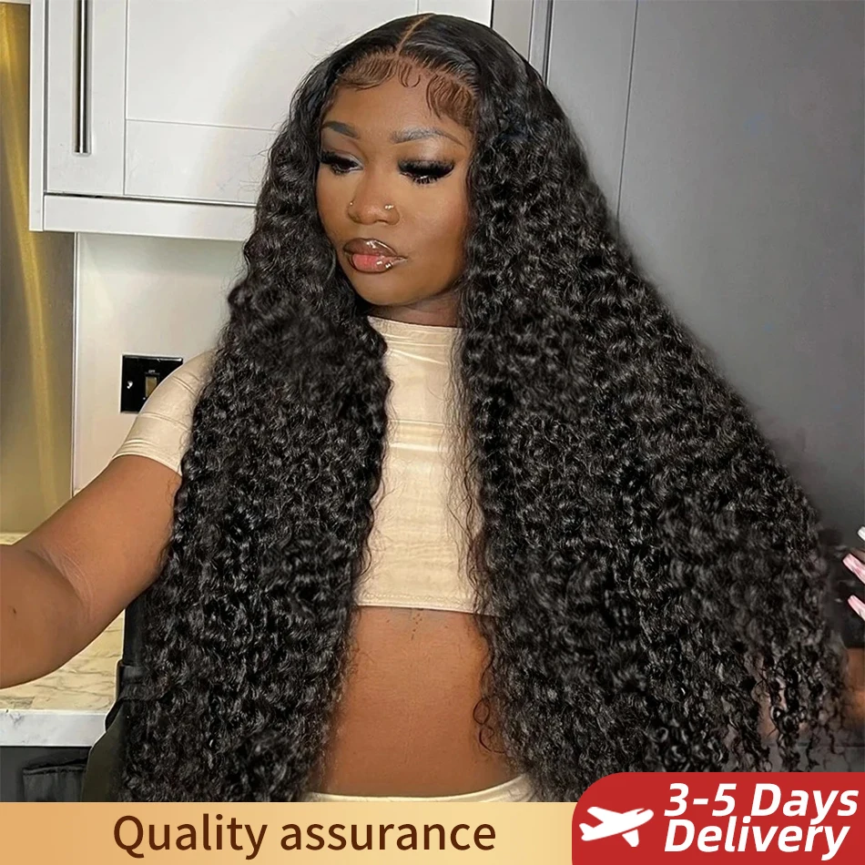 200% Density 13x6 Jerry Curly Lace Front Wigs Human Hair 40Inch Brazilian Virgin Hair PrePlucked Water Wave HD Lace Frontal Wigs