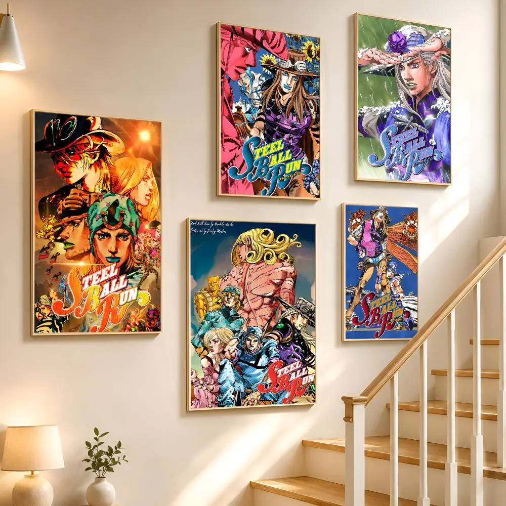 Manga Action JoJo Steel Ball Run Poster High-definition waterproof stickers, suitable for home décor,holiday decorations