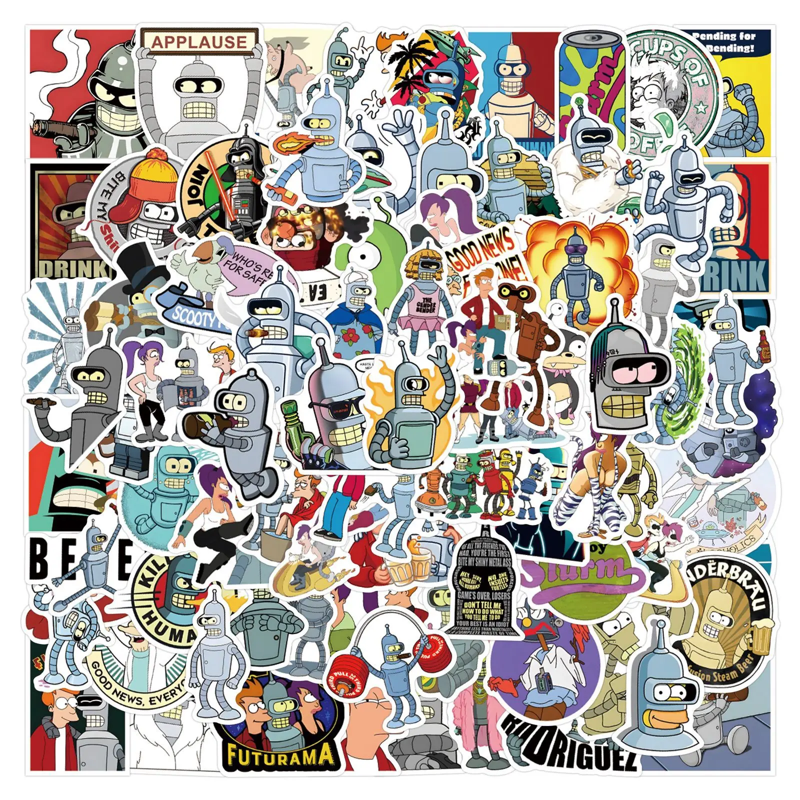 55/110pcs Anime Futurama Aloa Mars Graffiti Sticker DIY Mobile Phone Case Luggage Skateboard Decorative Kids Stickers Toy